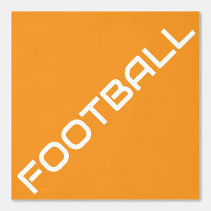 Diagonale witte FOOTBALL tekst op fel Sinaasappel Behang