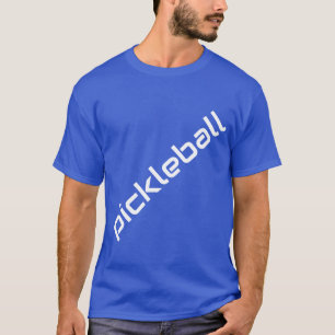 Diagonale witte PICKLEBALL tekst op Deep Royal Blu T-shirt
