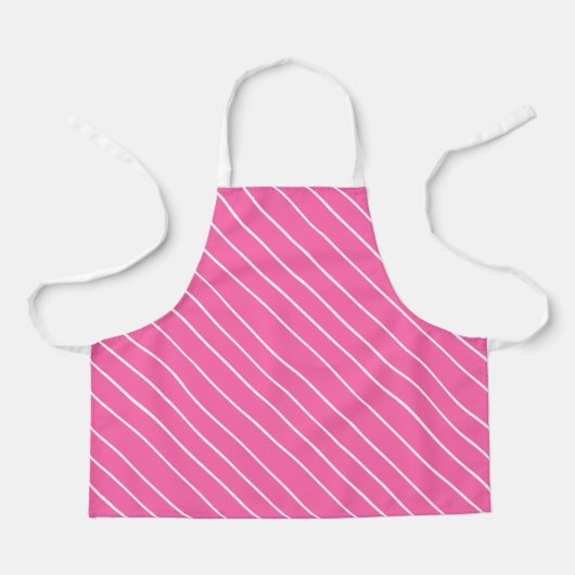 Diagonale witte streep op aangepaste kleur roze schort (Voorkant)