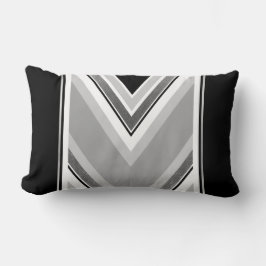 Diagonale zwarte, grijze, metalen gestreepte print kussen