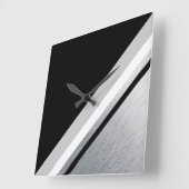 Diagonale zwarte, grijze, metalen strepen vierkante klok (Hoek)