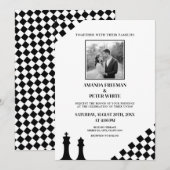 Diagonale zwarte schaak vet checkers bruiloft kaart (Voorkant / Achterkant)