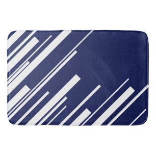 Diagonalen - Blauw en wit Badmat