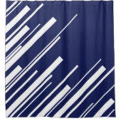 Diagonalen - Blauw en wit Douchegordijn (Voorkant)