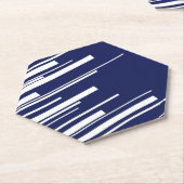 Diagonalen - Blauw en Wit Kartonnen Onderzetters (Schuin)