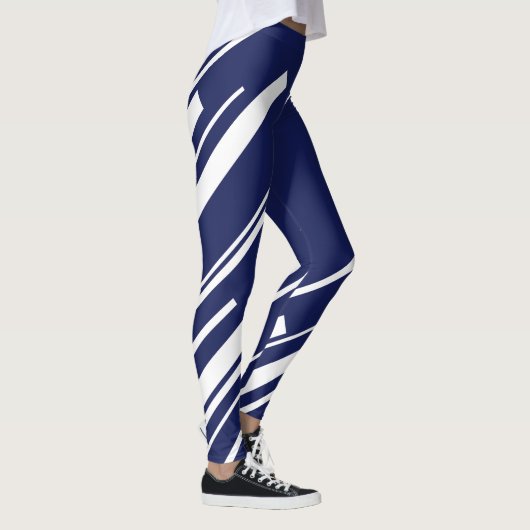 Diagonalen - Blauw en wit Leggings (Rechts)