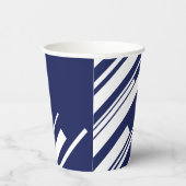 Diagonalen - Blauw en wit Papieren Bekers (Rechts)