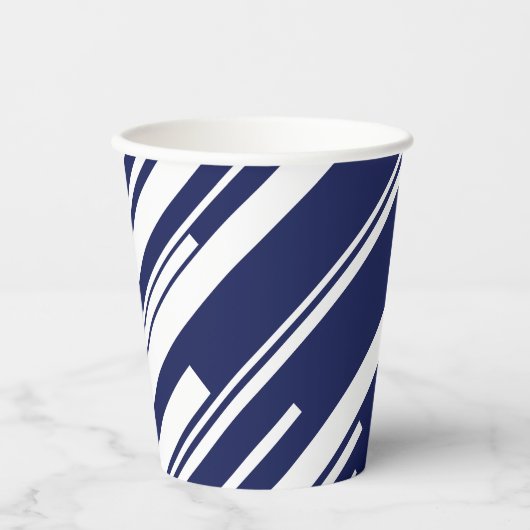 Diagonalen - Blauw en wit Papieren Bekers (Voorkant)