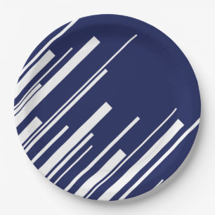 Diagonalen - Blauw en wit Papieren Bordje