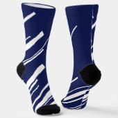 Diagonalen - Blauw en wit Sokken (Gebogen)