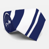 Diagonalen - Blauw en wit Stropdas (Opgerold)