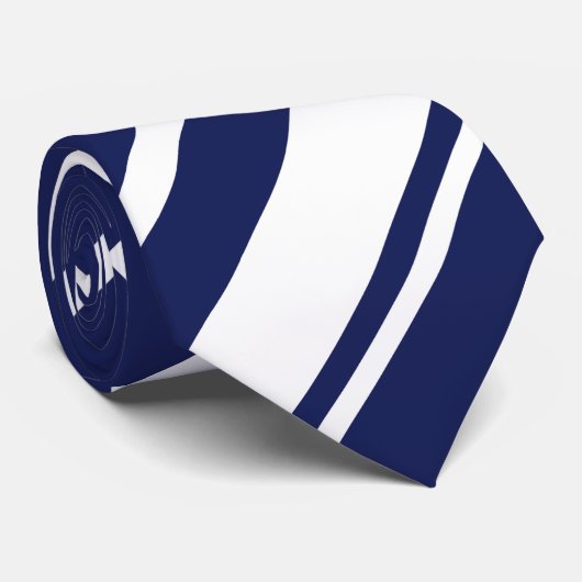 Diagonalen - Blauw en wit Stropdas (Opgerold)