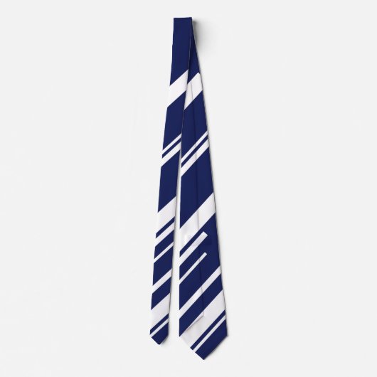Diagonalen - Blauw en wit Stropdas (Achterkant)
