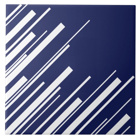 Diagonalen - Blauw en wit Tegeltje (Voorkant)