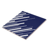 Diagonalen - Blauw en wit Tegeltje (Zijkant)