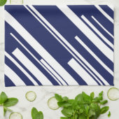 Diagonalen - Blauw en wit Theedoek (Gevouwen)