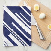 Diagonalen - Blauw en wit Theedoek (Quarter Fold)