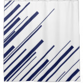 Diagonalen in blauw en wit douchegordijn (Voorkant)