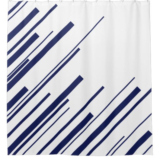 Diagonalen in blauw en wit douchegordijn (Voorkant)