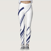 Diagonalen in blauw en wit leggings (Voorkant)