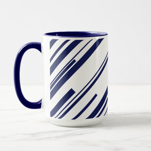 Diagonalen in blauw en wit mok (Links)