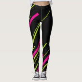 Diagonalen in Lime Green, Hot Pink en Black Leggings (Voorkant)