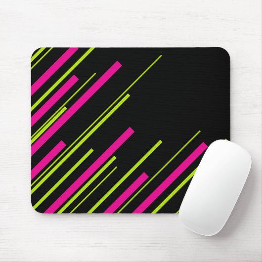 Diagonalen in Lime Green, Hot Pink en Black Muismat (Met muis)