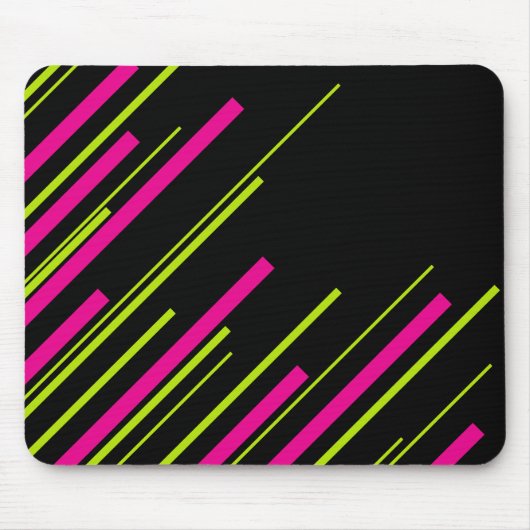 Diagonalen in Lime Green, Hot Pink en Black Muismat (Voorkant)