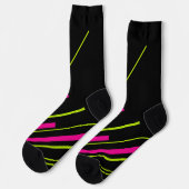 Diagonalen in Lime Green, Hot Pink en Black Sokken (Links)