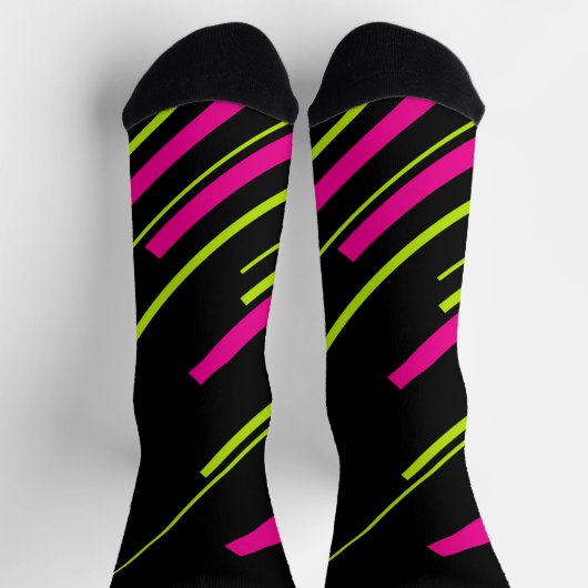 Diagonalen in Lime Green, Hot Pink en Black Sokken (Top)