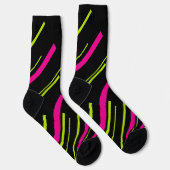 Diagonalen in Lime Green, Hot Pink en Black Sokken (Rechts)