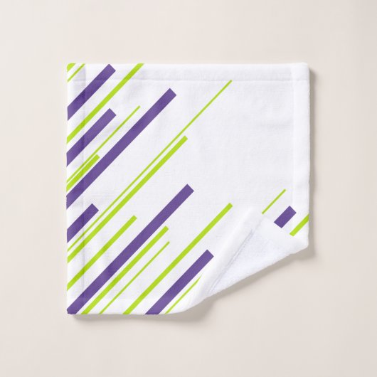 Diagonalen in Lime Groen en Paarse Bad Handdoek (Wasdoekje)