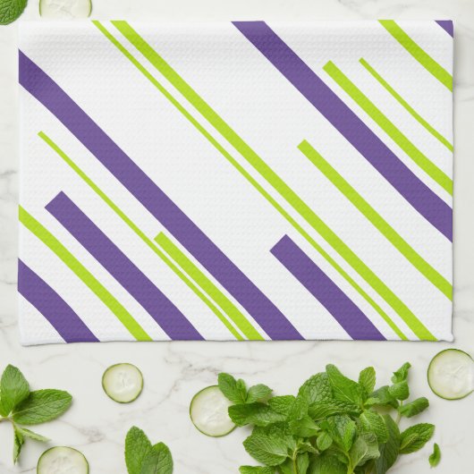 Diagonalen in Lime Groen en Paarse Theedoek (Gevouwen)