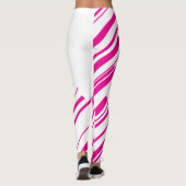 Diagonalen in Magenta en Wit Leggings (Achterkant)