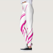 Diagonalen in Magenta en Wit Leggings (Links)