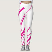 Diagonalen in Magenta en Wit Leggings (Voorkant)