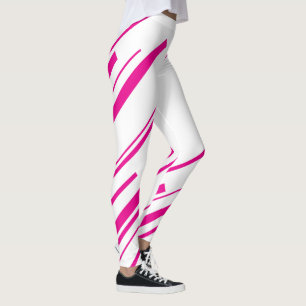 Diagonalen in Magenta en Wit Leggings