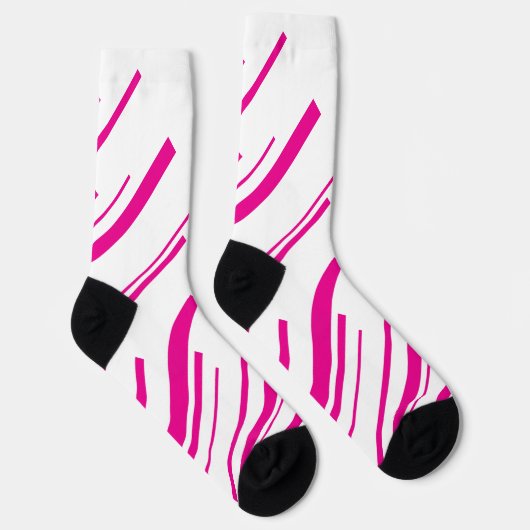 Diagonalen in Magenta en Wit Sokken (Rechts)
