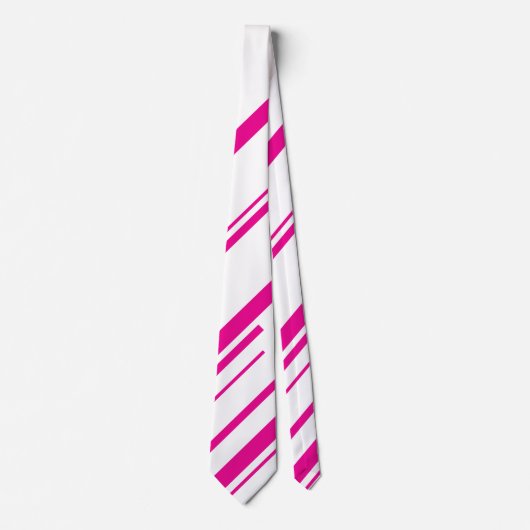 Diagonalen in Magenta en Wit Stropdas (Voorkant)