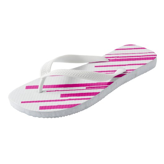 Diagonalen in Magenta en Wit Teenslippers (Schuin)