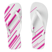 Diagonalen in Magenta en Wit Teenslippers (Voetbed)