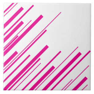 Diagonalen in Magenta en Wit Tegeltje