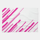 Diagonalen in Magenta en Wit Theedoek (Horizontaal)