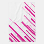 Diagonalen in Magenta en Wit Theedoek (Verticaal)