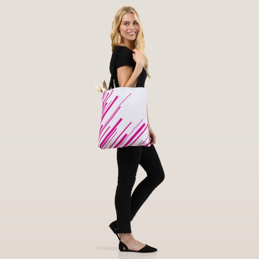 Diagonalen in Magenta en Wit Tote Bag (Op model)