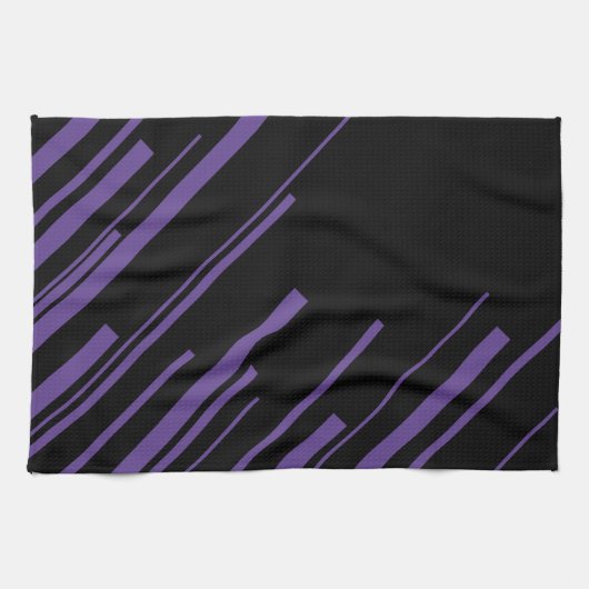 Diagonalen in Paarse en zwart Theedoek (Horizontaal)