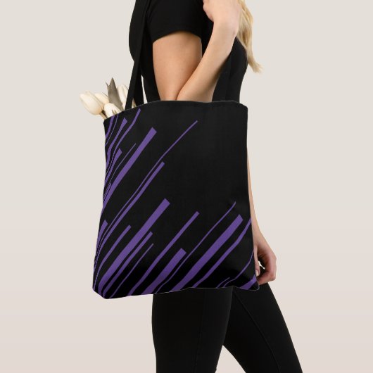 Diagonalen in Paarse en zwart Tote Bag (Dichtbij)