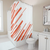 Diagonalen in Sinaasappel en wit Douchegordijn (In situ)