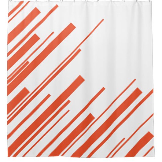 Diagonalen in Sinaasappel en wit Douchegordijn (Voorkant)