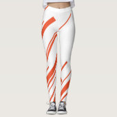 Diagonalen in Sinaasappel en wit Leggings (Voorkant)